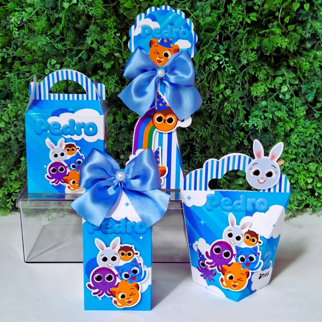 Kit Personalizado Festa - Bolofofos Azul c/ Aplique 3D - Pronto pra Uso - Lembrancinha Aniversário