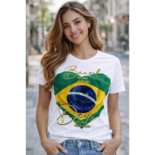 Camiseta Feminina Brasil Acima De Tudo Deus Acima De Todos