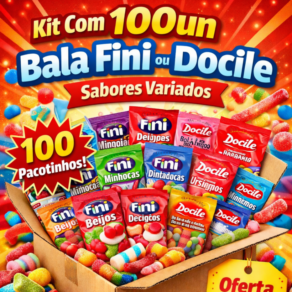 Kit Com 100un Bala Fini ou Docile Sabores Variados - Envio Imediato em Oferta na Shopee