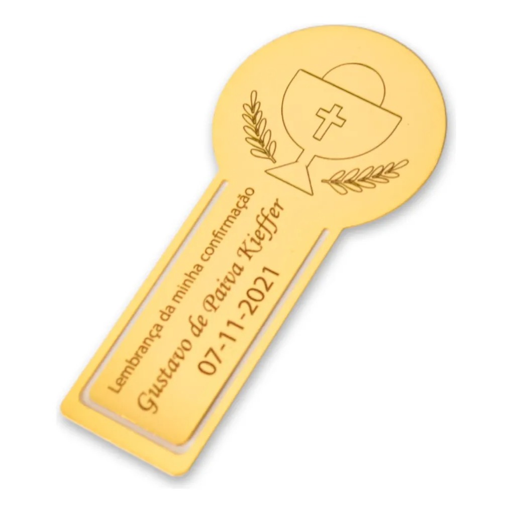 Marca Página de Metal Personalizada Lembrança Batizado Casamento Eucaristia