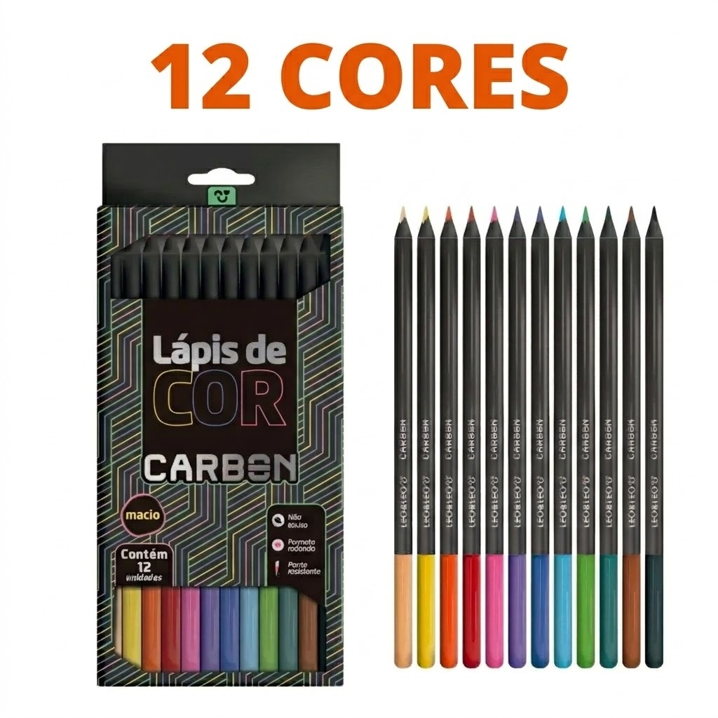 Lápis de Cor 12/24  Cores Leo&Leo Carbon Line Macio Ponta Resistente