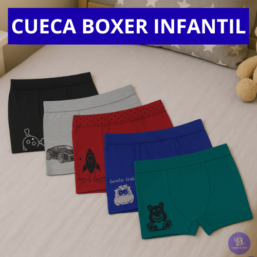 Kit 12,10,08 ou 06 Cuecas Boxer Infantil Criança Menino Masculino Elástico Respirável Sortido