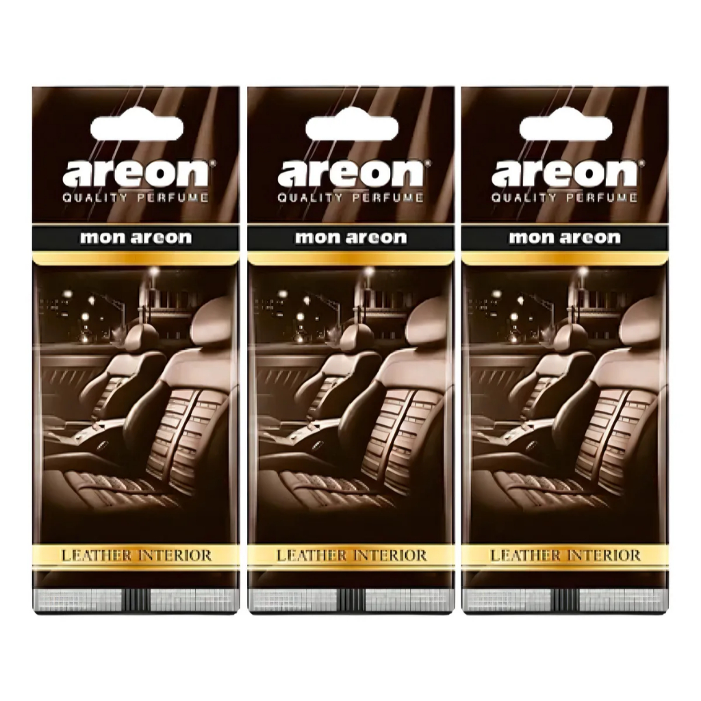 Kit 3 Aromatizantes Cheirinho Automotivos Areon Mon Leather Papel Leather Interior