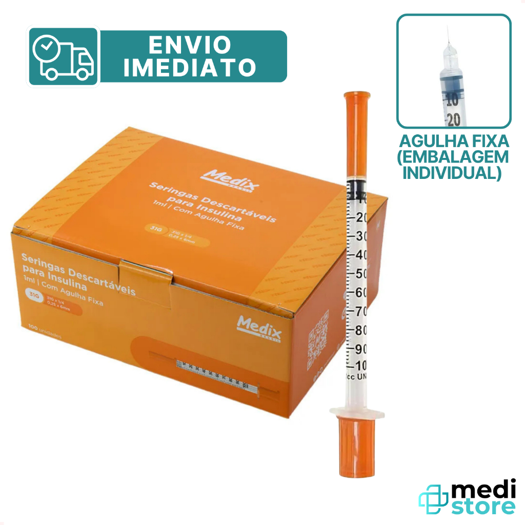 Seringa Insulina Botox Estéril 1ml 6x0,25mm Agulha Fixa 31g Medix - Envio Imediato em Oferta na Shopee