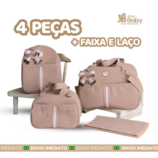Kit Bolsa Maternidade - Kit 4 peças + faixa e laço, térmica e impermeável, Menino/Menina em Oferta na Shopee
