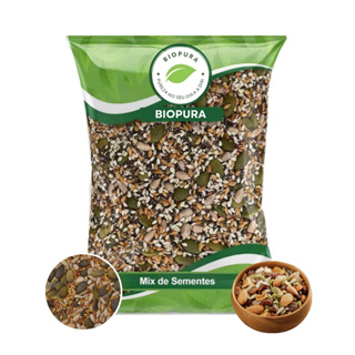 Mix 5 Sementes Natural Abóbora Gergelim Chia Linhaça Dourada e Pepita de Girassol 100% Uso Alimentar 500g em Oferta na Shopee