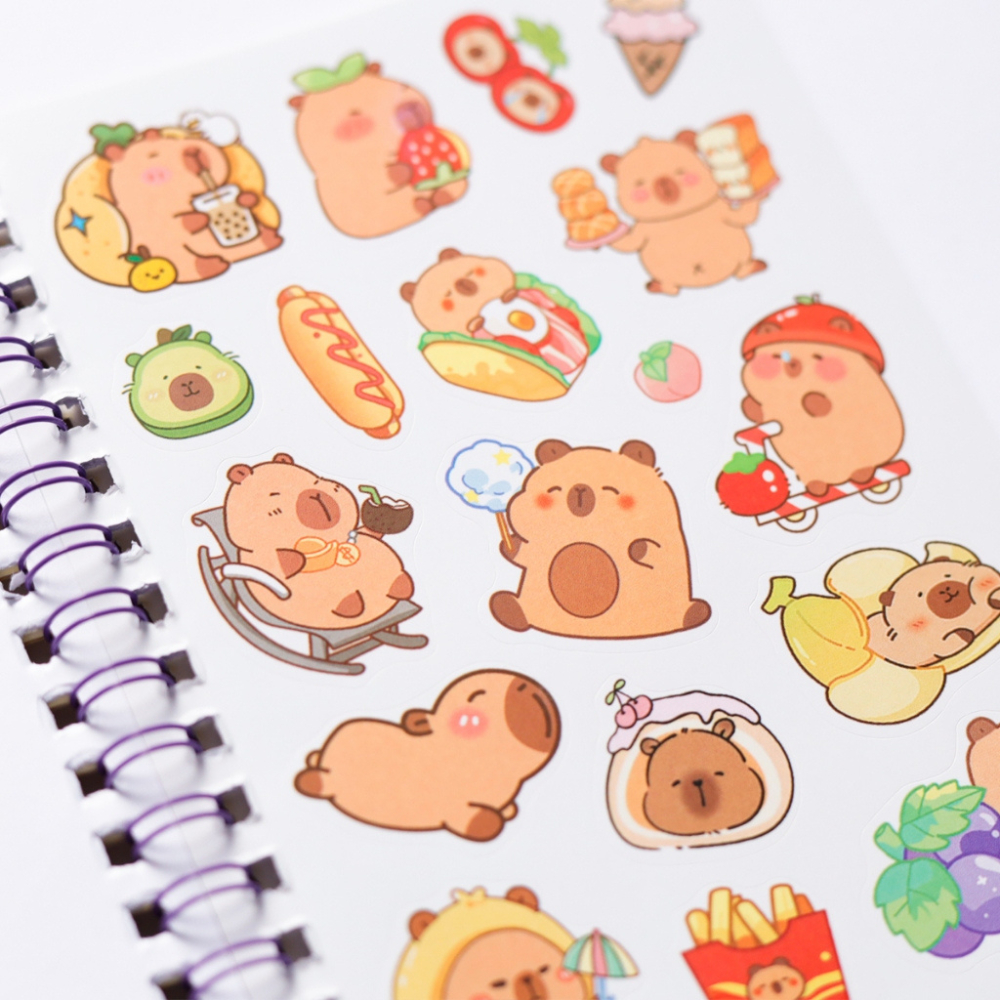 Livro de Adesivos Capivara Kawaii +300 Stickers Papelaria Fofa Caderno Agenda 2026 Planner Diário