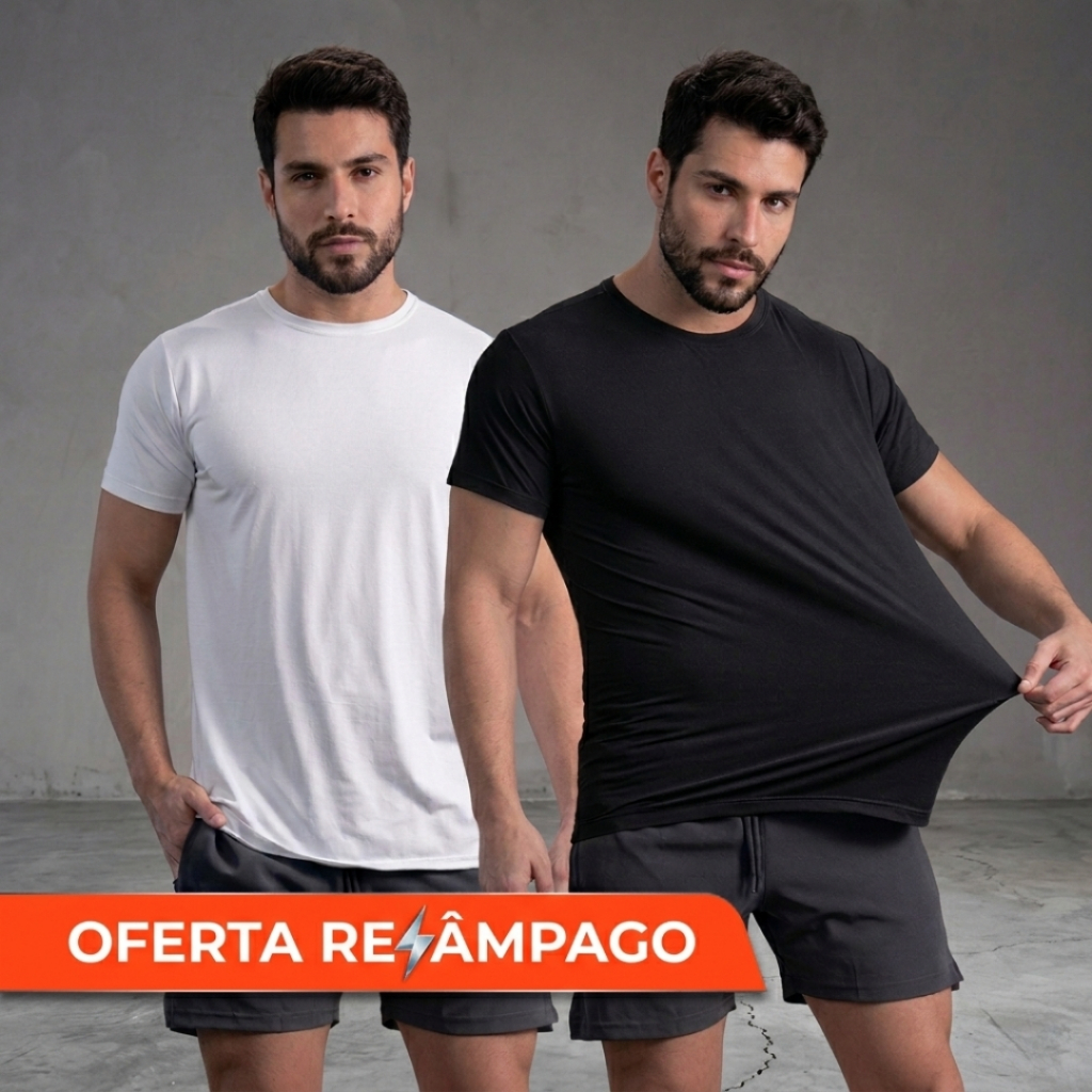 Kit com 2 Camisetas Masculinas em Poliéster Dry Fit, Manga Curta, para Academia, Treino e Malhar