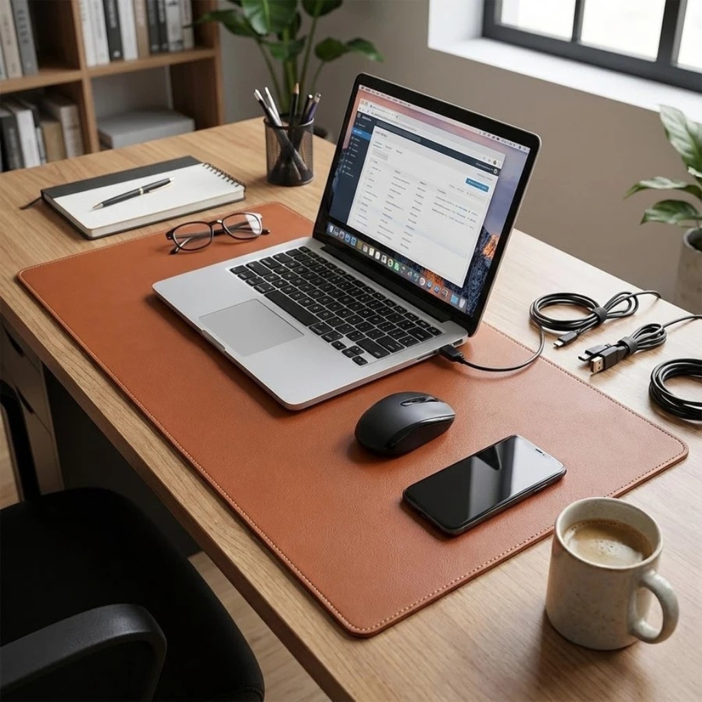 DeskPad 90X40cm Gigante Courino Premium Antiderrapante com Borda Costurada em Oferta na Shopee