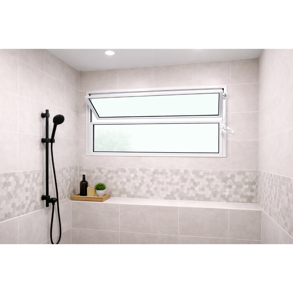 Vitro Basculante 40 x 100 Alumínio Branco Vidro Liso