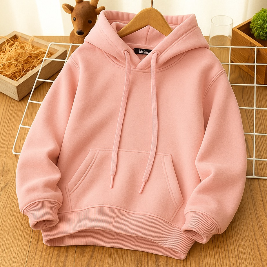 Moletom capuz bolso canguru punho flanelado menina rosa infantil juvenil criança