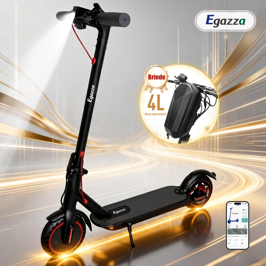 Patinete Elétrico 500W Alumínio Adulto Dobrável até 30km/h 3 Modos com Bluetooth com Bolsa