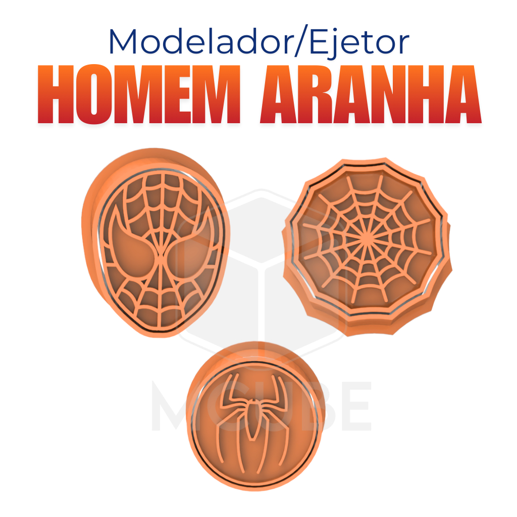 Kit com 3 Ejetores Modeladores para Docinhos e Brigadeiro - Tema Spider-Man Homem Aranha Multiverso