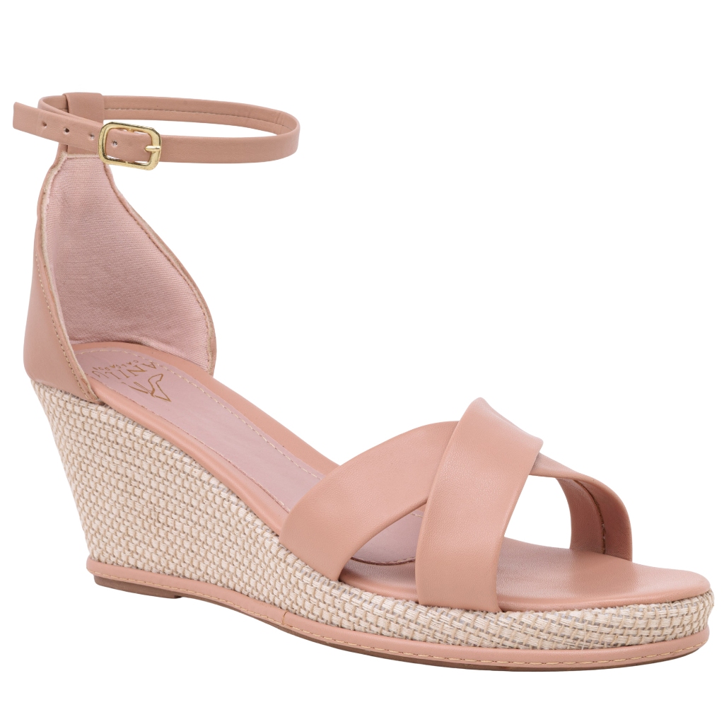 Anabela Sandália Feminina Salto Tecido Juta Modelo com Fecho em Fivela Moda Modare em Oferta na Shopee