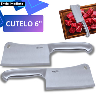 Kit 4/2 ou 1un Cutelo 6” 100% Inox Escovado Inteiriço Pegada Ergonômica Uso Profissional Açougue