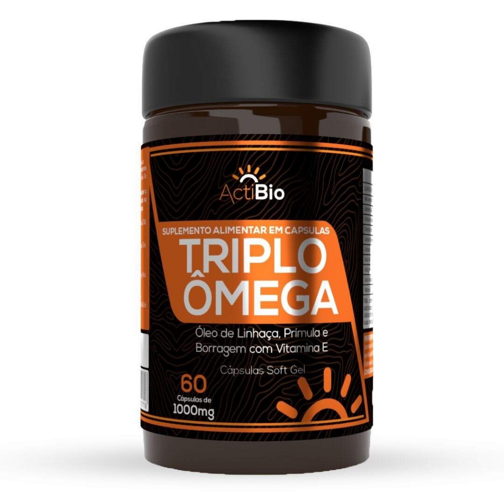 Triplo Ômega - Óleo de Linhaça, Prímula e Borragem com Vitamina E - Actibio - 60 Cápsulas