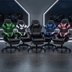 Cadeira Gamer Premium Escritório Giratória 360º Reclinável Apoio Para Pés E Encosto Ajustável Couro