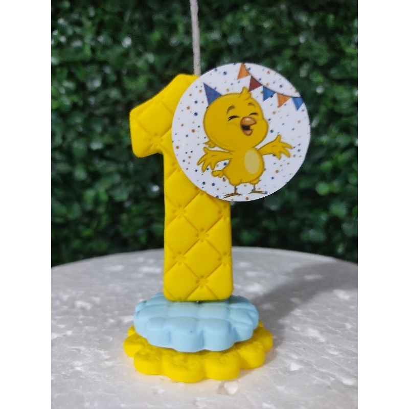 vela de aniversário tema pintinho amarelinho/vela biscuit/Topo de bolo/Decoração festa