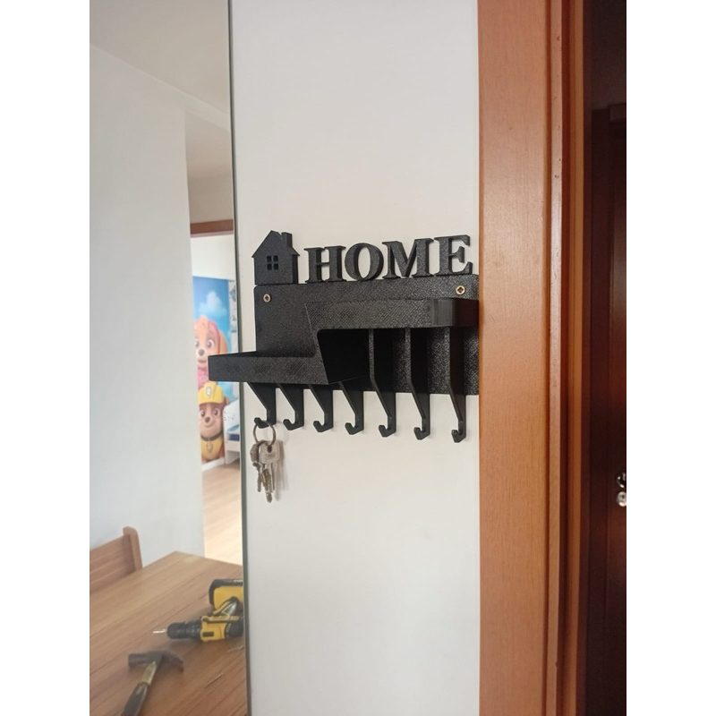 Porta Chaves de Parede HOME com Prateleira | Organizador de Chaves e Correspondências | Key Holder Decorativo Entrada