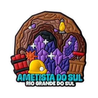 Imã de Geladeira Emborrachado Ametista do Sul RS Mina - Lembrança Geodo Parque Museu