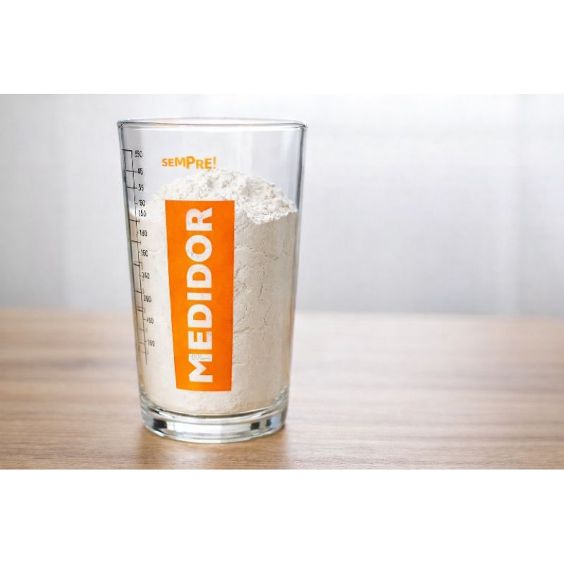 Copo medidor vidro temperado grosso 350ml medidas culinário nadir