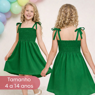 Vestido Infantil Menina Alça Laço Estampado Cauda Mullet em Oferta na Shopee