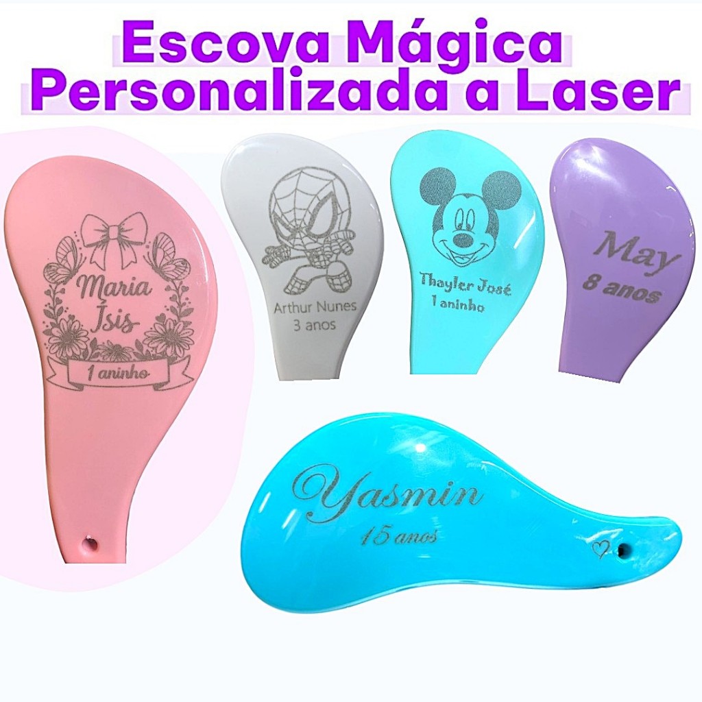 Kit 50 Escovas Mágica Personalizadas ( a Laser ) Lembrancinha **LER DESCRIÇÃO** em Oferta na Shopee