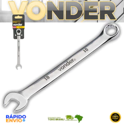 Chave Combinada 10mm Reta Aço Cromo Vanádio Cromada Profissional Soltar Apertar Porcas Parafusos Top