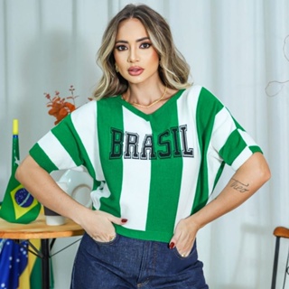 camiseta do Brasil Tricô Modal Premium camisa Brasil Tendência Brasil blusinha Copa 2026 em Oferta na Shopee