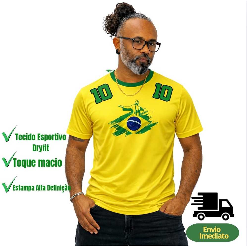 Camiseta Brasil Copa 2026 Torcedor | Camisa Brasil Masculina 100% Algodão | Camiseta Seleção Brasileira Futebol