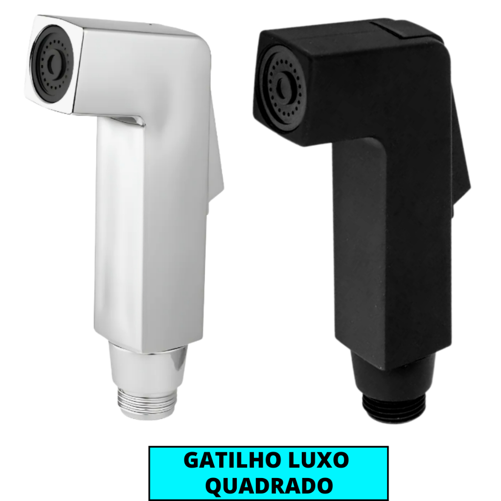 Gatilho Chuveirinho Quadrado Luxo Cromado Ou Preto Fosco Para Banheiro Ducha higiênica Chuveiro