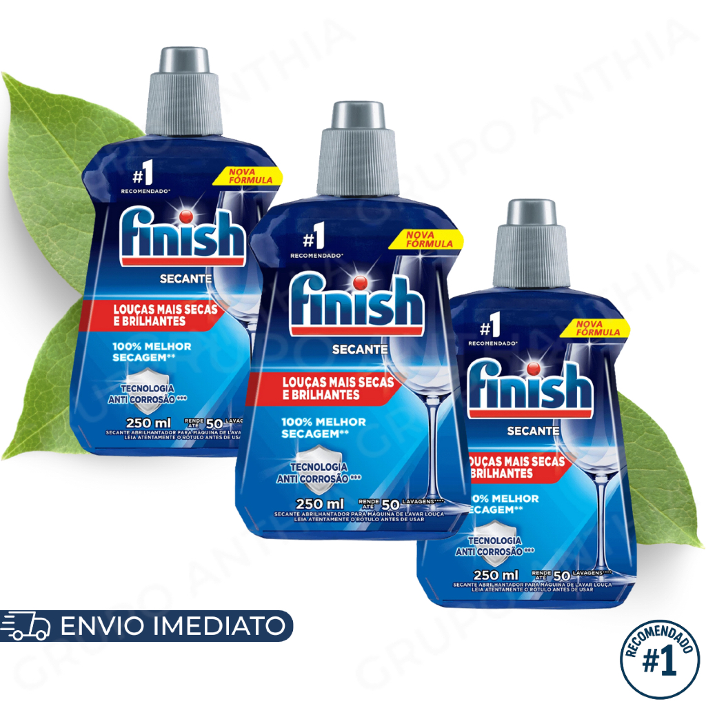 Finish Secante Abrilhantador para Lava Louças 250ml Original Brilho e Secagem Rápida