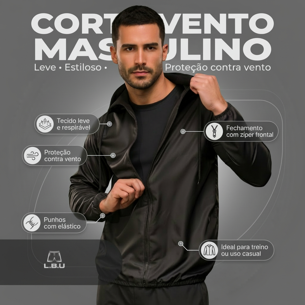 Jaqueta Masculina Corta Vento Impermeável com Capuz Esportivo Conforto E Qualidade