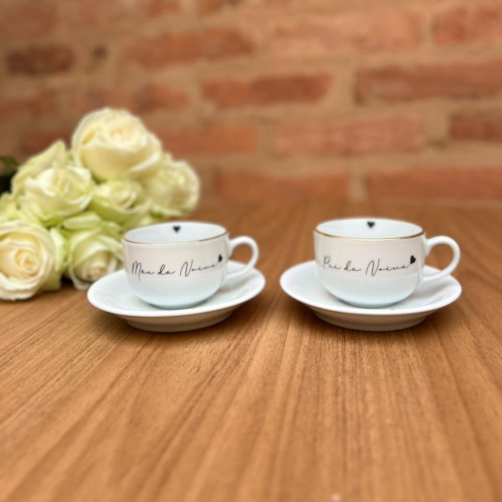 Par De Xícaras, Casamento Convite Para Pais Presente S/nome em Oferta na Shopee