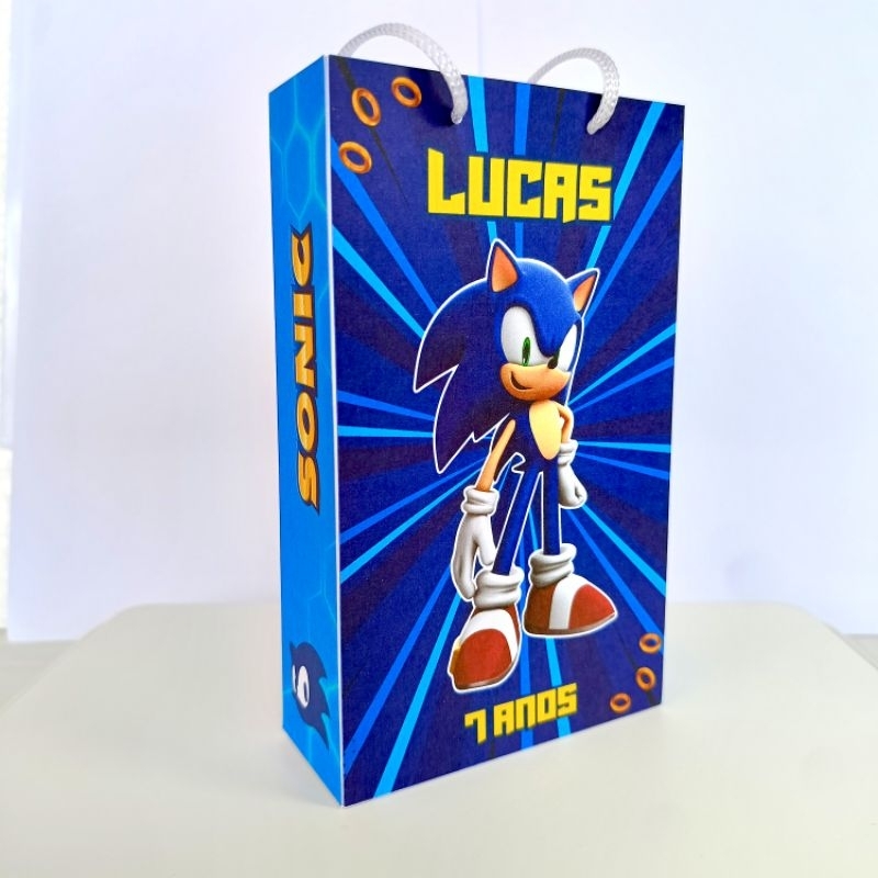 Sacolinha P Personalizada SONIC (PEGUE E MONTE) Lembrancinhas/Aniversário/Sacola surpresa/Festas/ Sacolinhas de festa