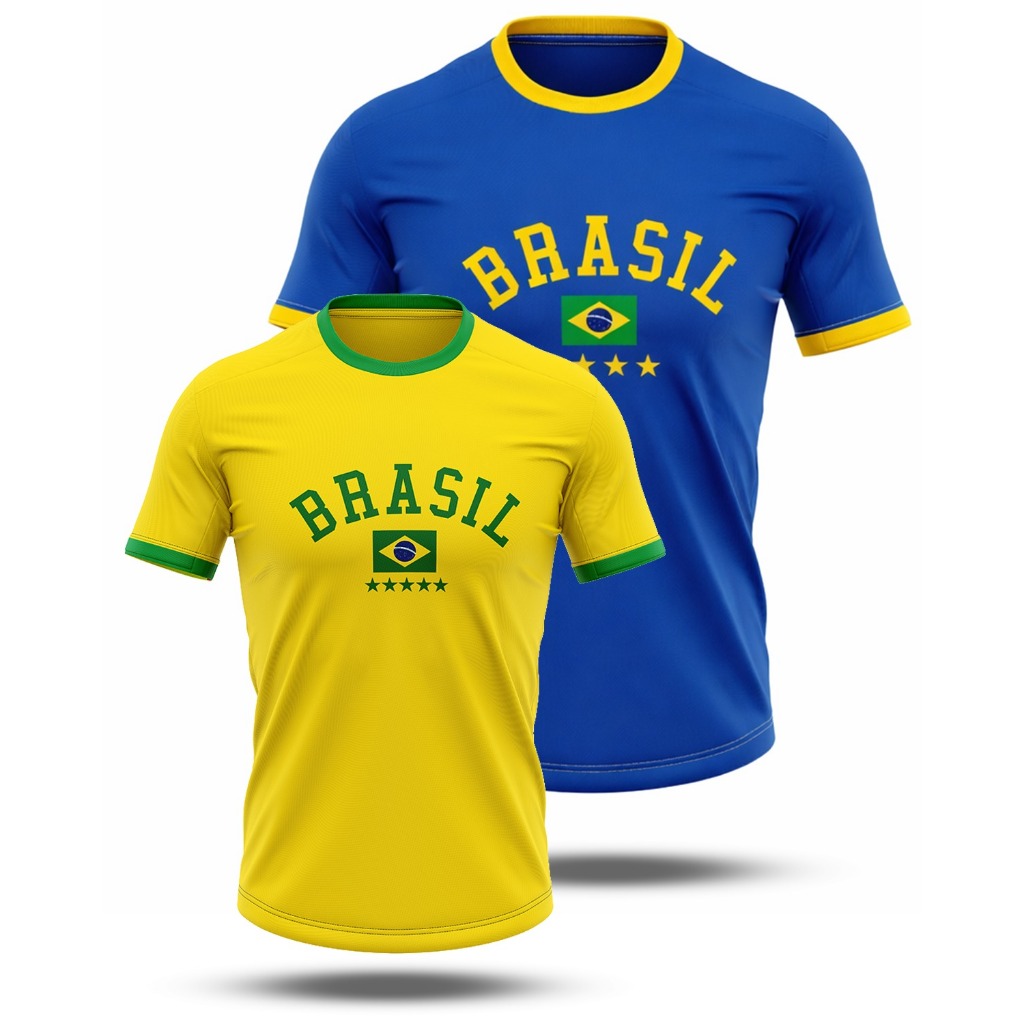 Camiseta Brasil Dry Fit Camisa Seleção Torcedor Copa Do Mundo Premium Masculina Estampada