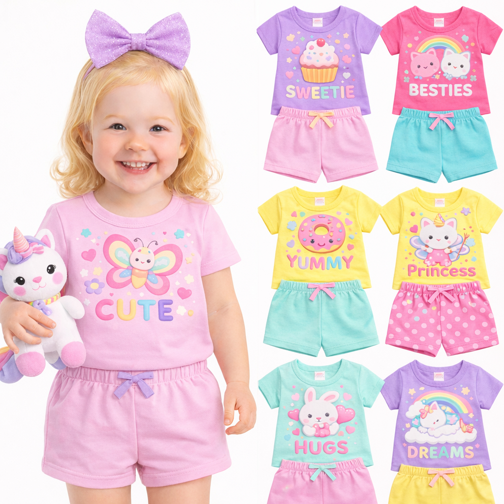 Kit 2 ou 4 Peças Roupas Infantil Menina Verão  Kit 2 ou 1  Conjuntos de Verão Menina- Sortidos em Oferta na Shopee