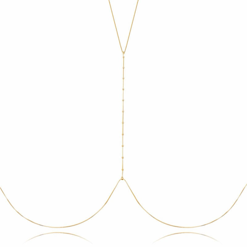 Body Chain Colar de Corpo de Bolinhas Ouro 18k Ou Prata 925 em Oferta na Shopee