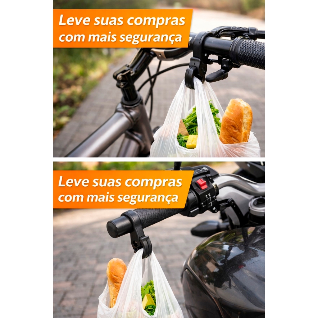 Gancho para Guidão de Bicicleta e Moto Suporte para Sacolas de Compras Ifood Sacolas de Mercado
