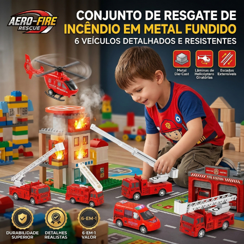 Kit 6 Carrinhos De Bombeiro Fricção Miniatura – Brinquedo Infantil Coleção Completa