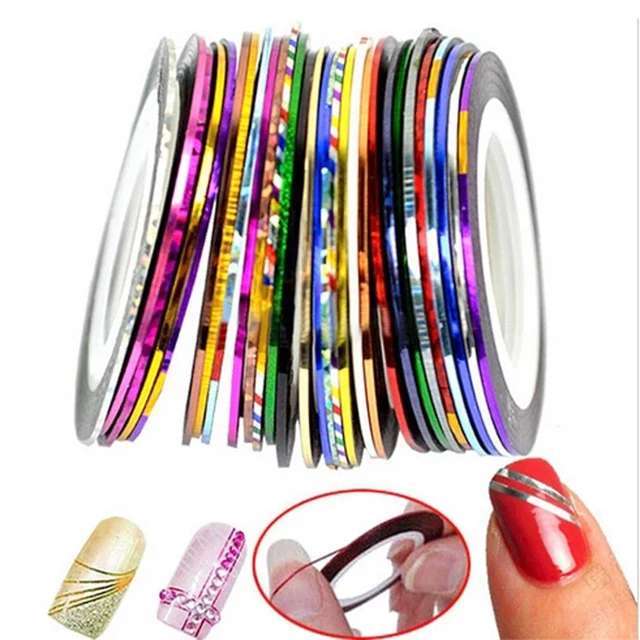 Kit c/10 Fitinhas Decoração Fios de Ouro Unhas Coloridas Nail Arts ~H&N BAZAR~