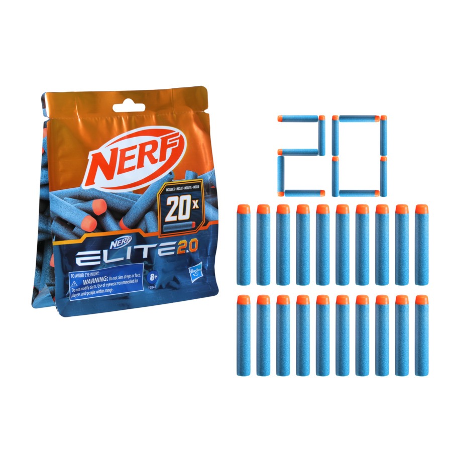 Lançador Nerf Elite 2.0 Dardos Refil C/20 Hasbro F0040