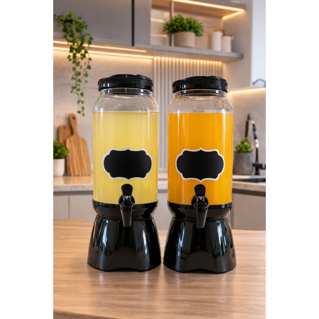 Suqueira de Plástico com Torneira e Base Suporte 3,6 Litros Para Sucos Água Bebidas e Produtos de Limpeza