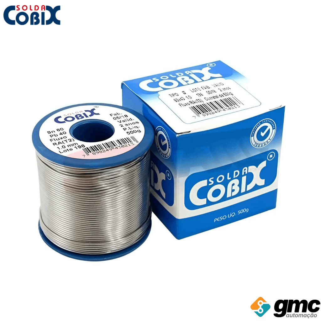 Solda Estanho 60x40 1mm Ra (T2) Com Fluxo Rolo 500g - Cobix