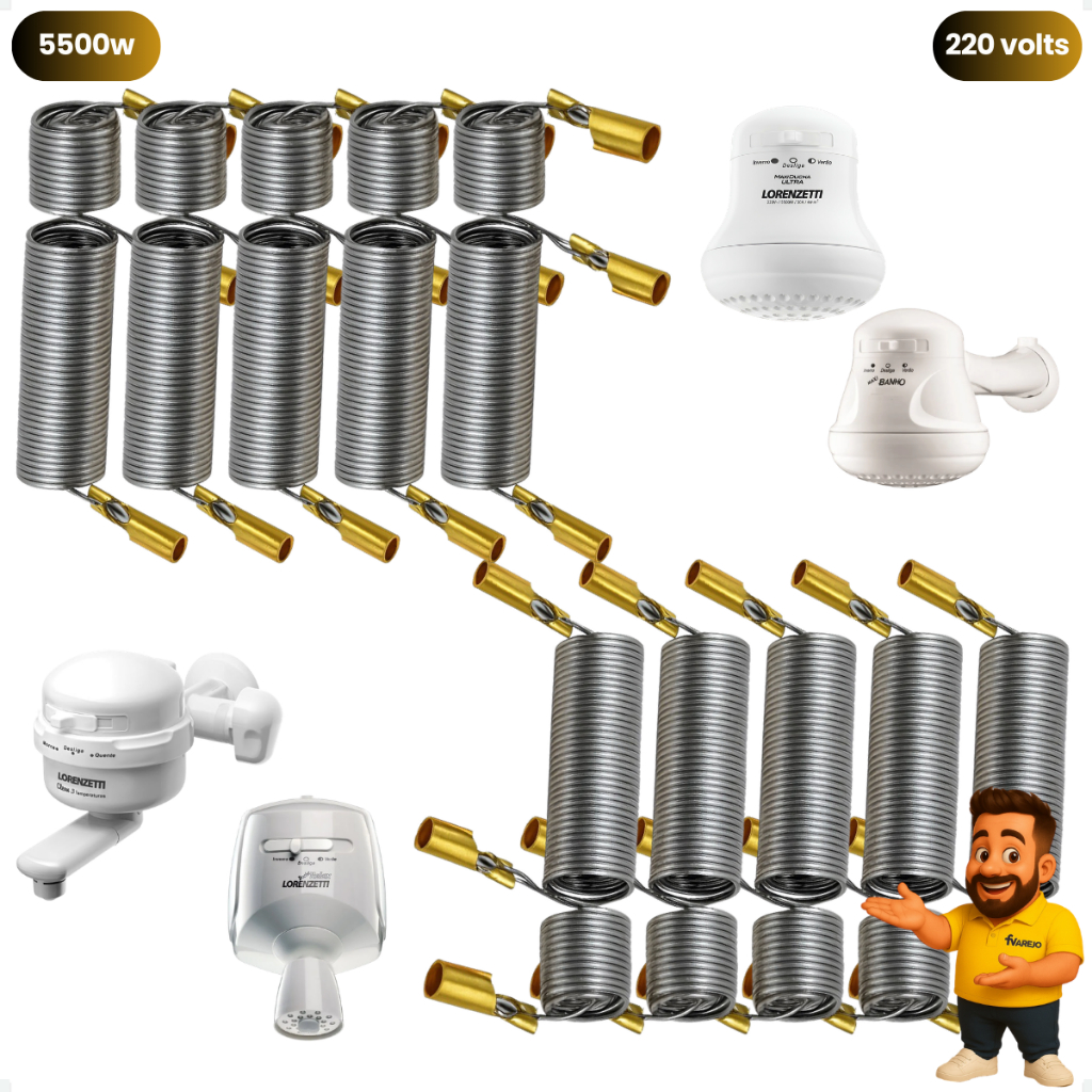 Kit 10 Resistência Ducha Maxi Ducha / Maxi Banho / Jet Set 4T / Torneira Versátil 5500w 220v