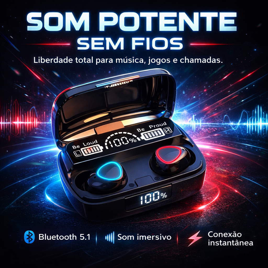 Fone Bluetooth Sem Fio M10 Gamer Tws Display Digital Powerbank Microfone Cancelamento de Ruído — R$ 26,29 em Shopee, 53% OFF