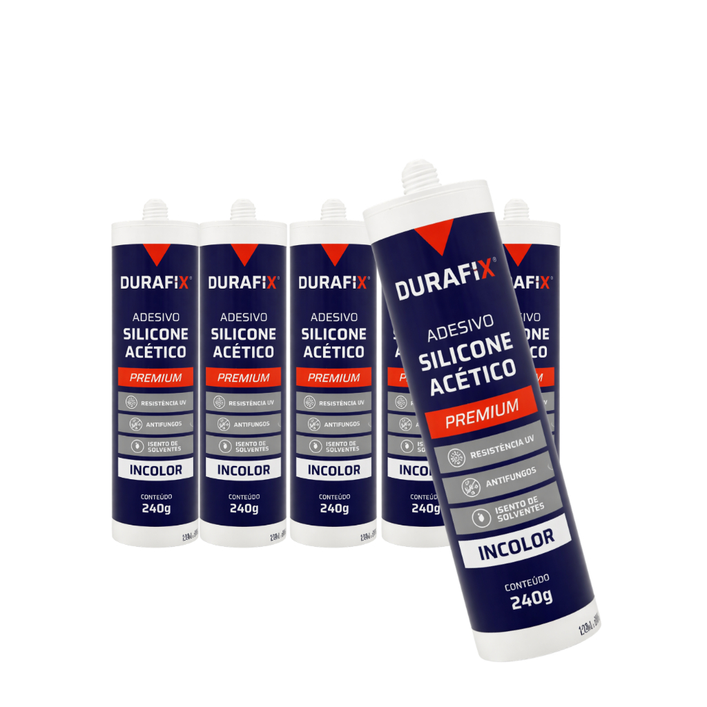 Kit Tubo de Silicone acético adesivo selante cola veda Transparente Incolor Construção calha 240g