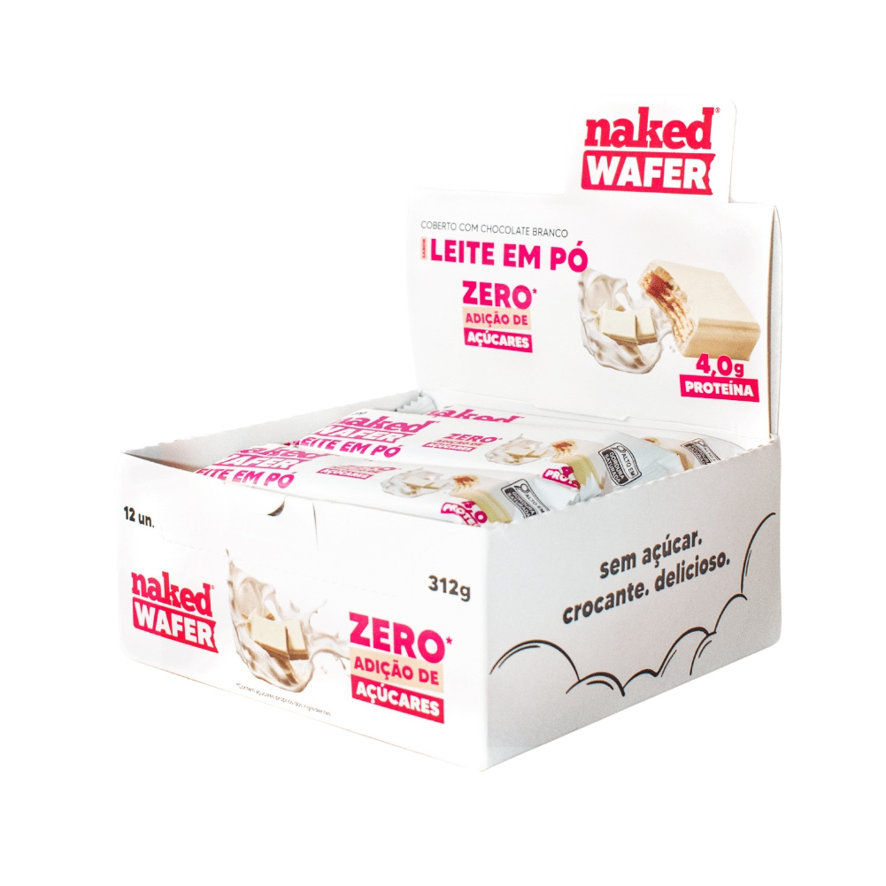 Naked Wafer Chocolate Branco - Display com 12 unid em Oferta na Shopee