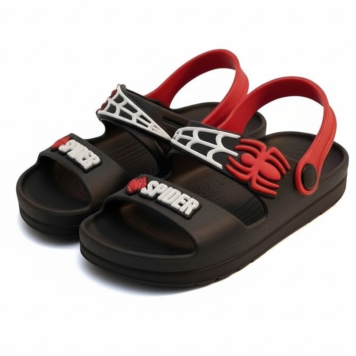 Papete Infantil Masculina Aranha Sandália de Menino Leve e Confortável Antiderrapante