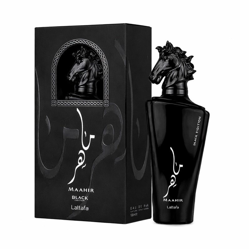 Perfume Maahir Black Edition Lattafa 100ml Eau de Parfum Masculino Árabe Importado Alta Fixação